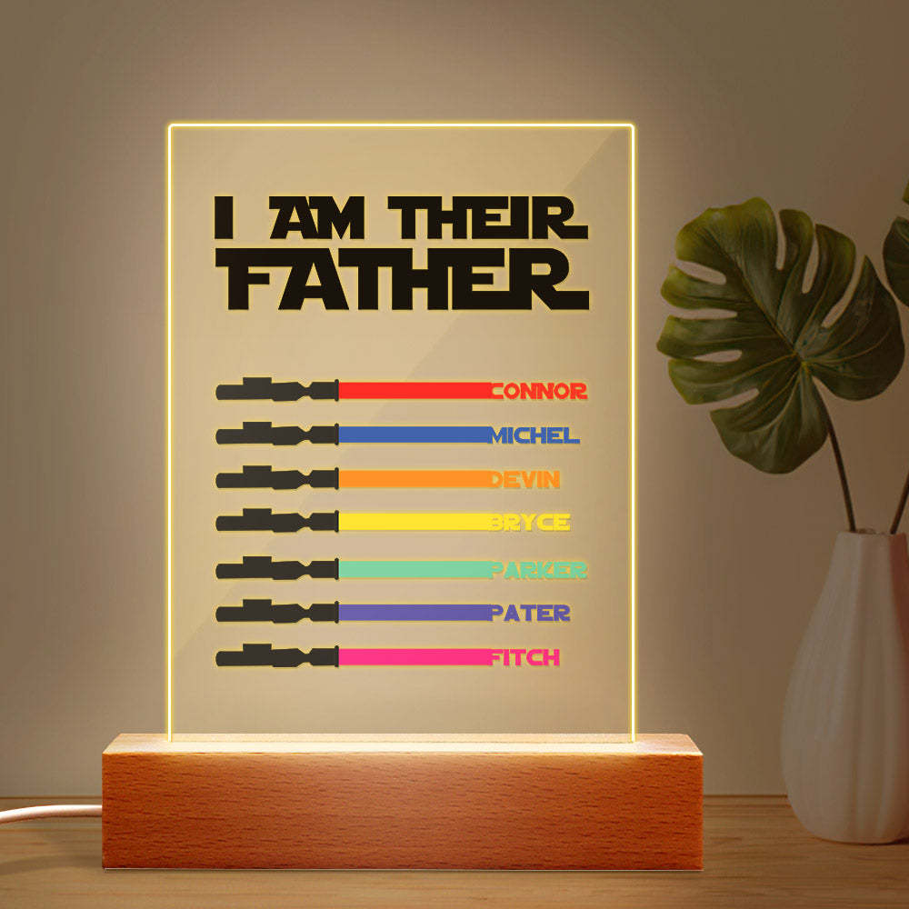 Personalized I Am Their Father Night Light Acrylic Light Saber Plaque Father's Day Gifts - mymoonlampuk
