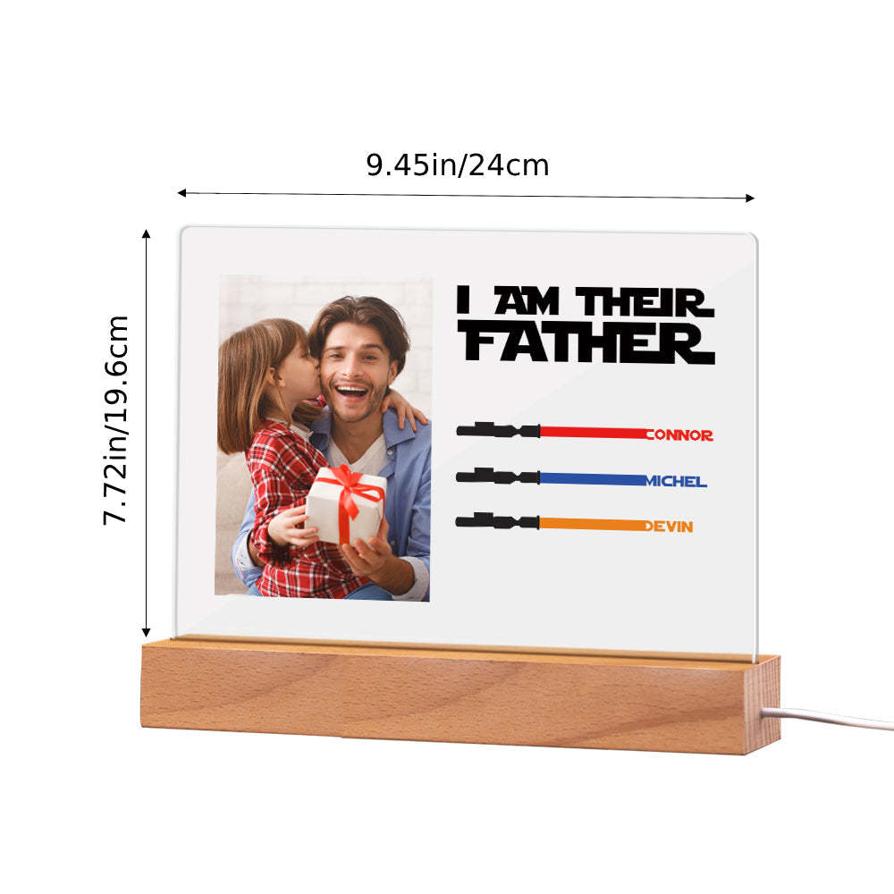 Personalized I Am Their Father Night Light Photo Acrylic Light Saber Plaque Father's Day Gifts - mymoonlampuk