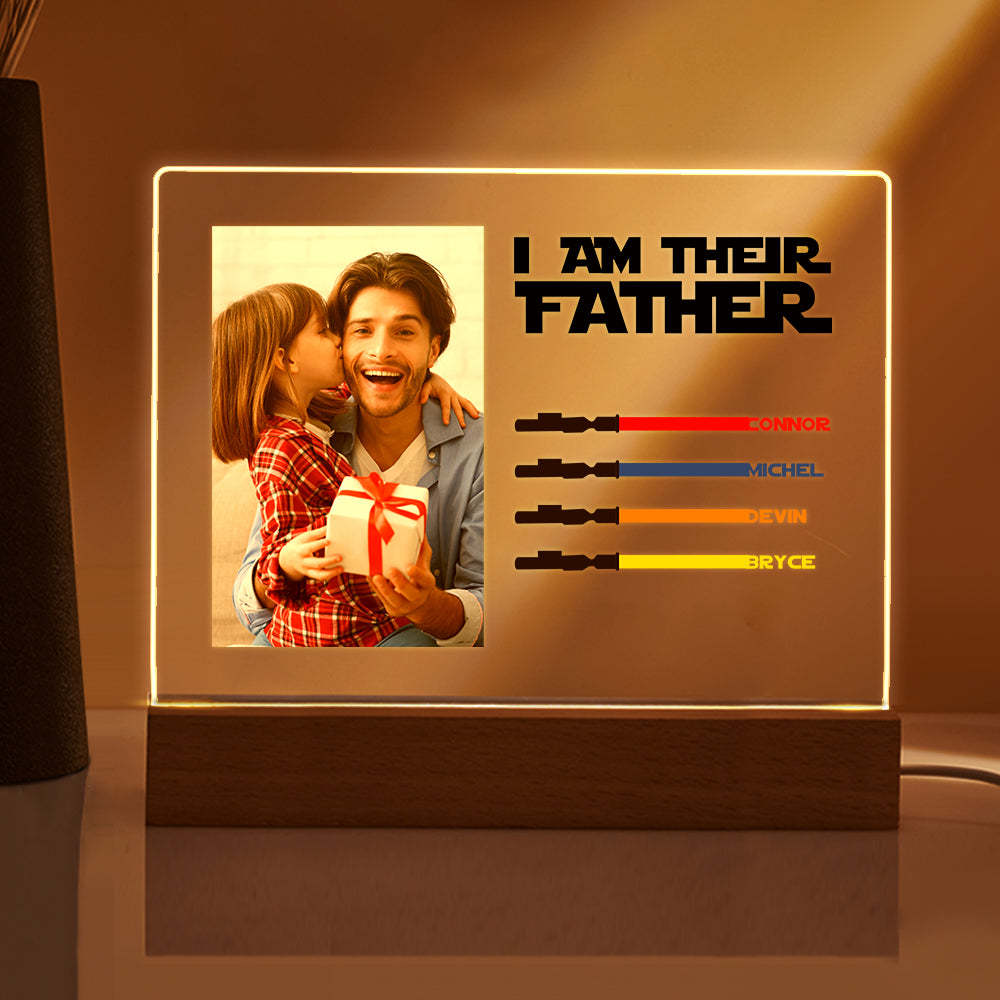 Personalized I Am Their Father Night Light Photo Acrylic Light Saber Plaque Father's Day Gifts - mymoonlampuk