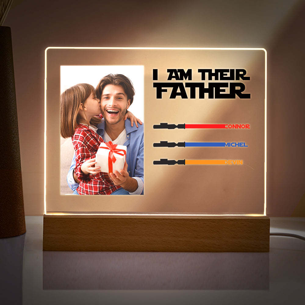 Personalized I Am Their Father Night Light Photo Acrylic Light Saber Plaque Father's Day Gifts - mymoonlampuk