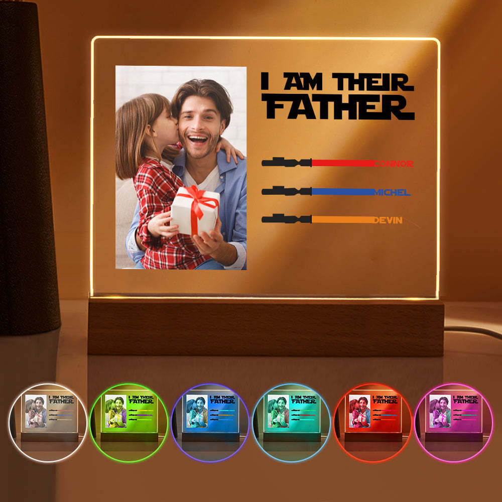 Personalized I Am Their Father Night Light Photo Acrylic Light Saber Plaque Father's Day Gifts - mymoonlampuk