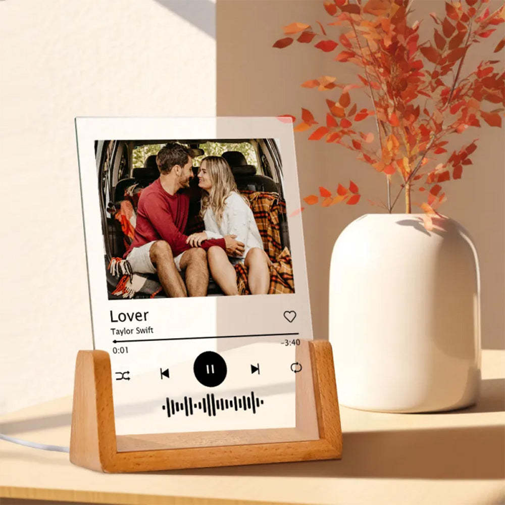 Custom Photo Acrylic Song Plaque,Personalized Music Plaque,Night Light Lamp with Music Code, Anniversary Gift - mymoonlampuk