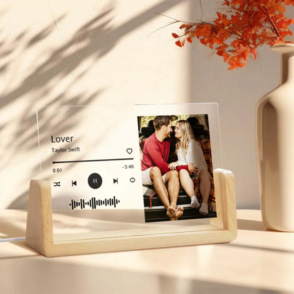Custom Photo Acrylic Song Plaque,Personalized Music Plaque,Night Light Lamp with Music Code, Anniversary Gift - mymoonlampuk