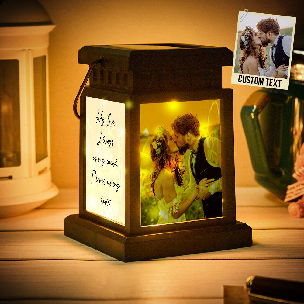 Anniversary Gifts for Couple, Personalized Photo Engraved Lantern Nightlight Lamp Memorial Lamp Solar Garden Light - mymoonlampuk