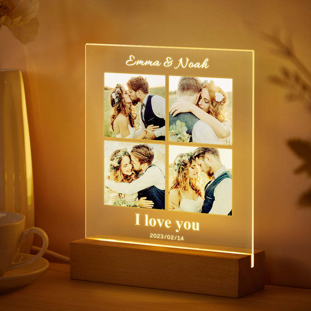 Custom Couples Photo Lamp Personalized Name For Anniversary Gift - mymoonlampuk