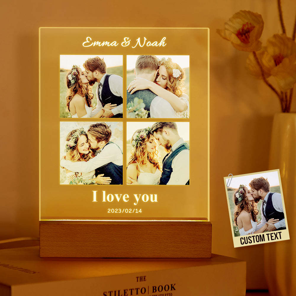 Custom Couples Photo Lamp Personalized Name For Anniversary Gift - mymoonlampuk