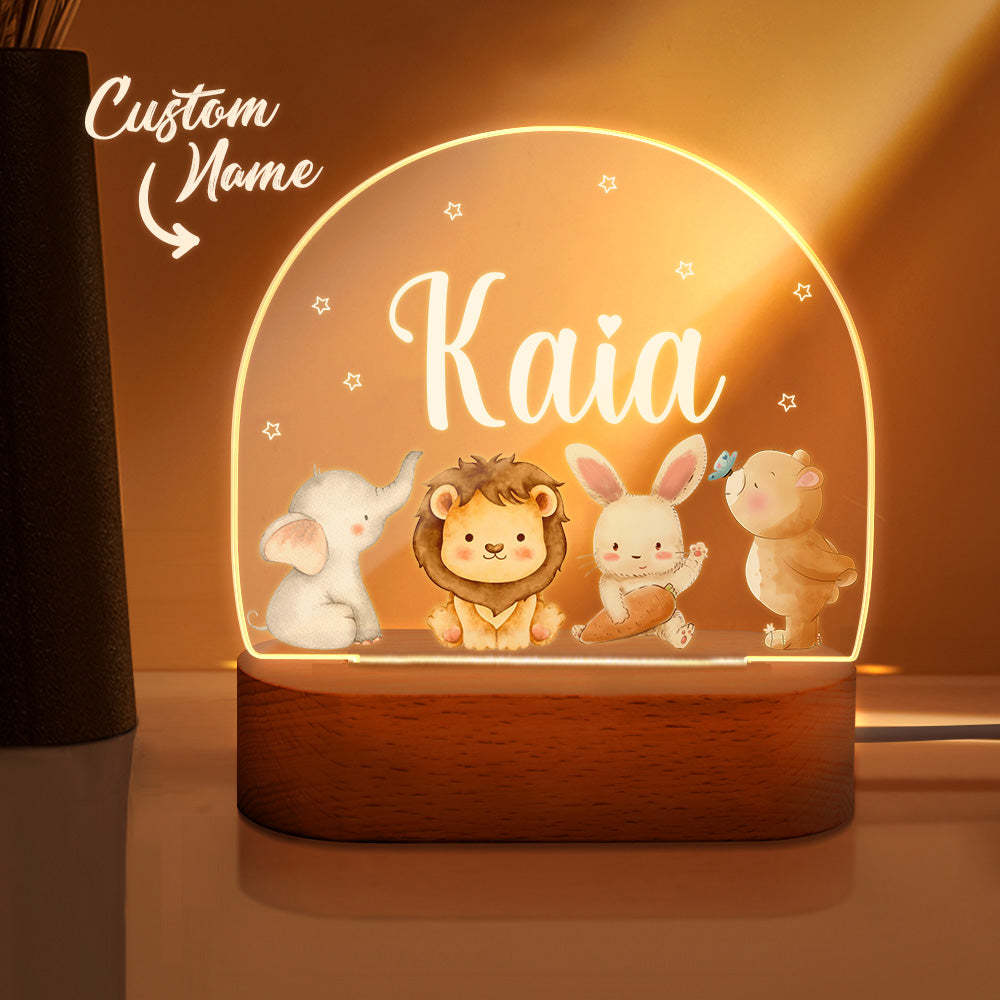 Personalized Name Cute Animals Night Light Custom Name Nursery Room Lamp Gift For Kids - mymoonlampuk