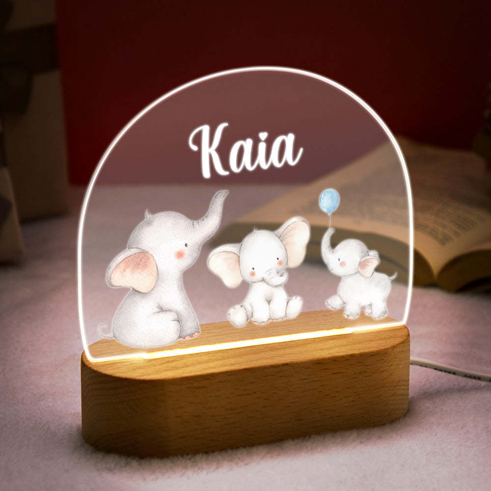 Personalized Name Baby Elephant Night Light Custom Name Nursery Room Lamp Gift For Kids - mymoonlampuk