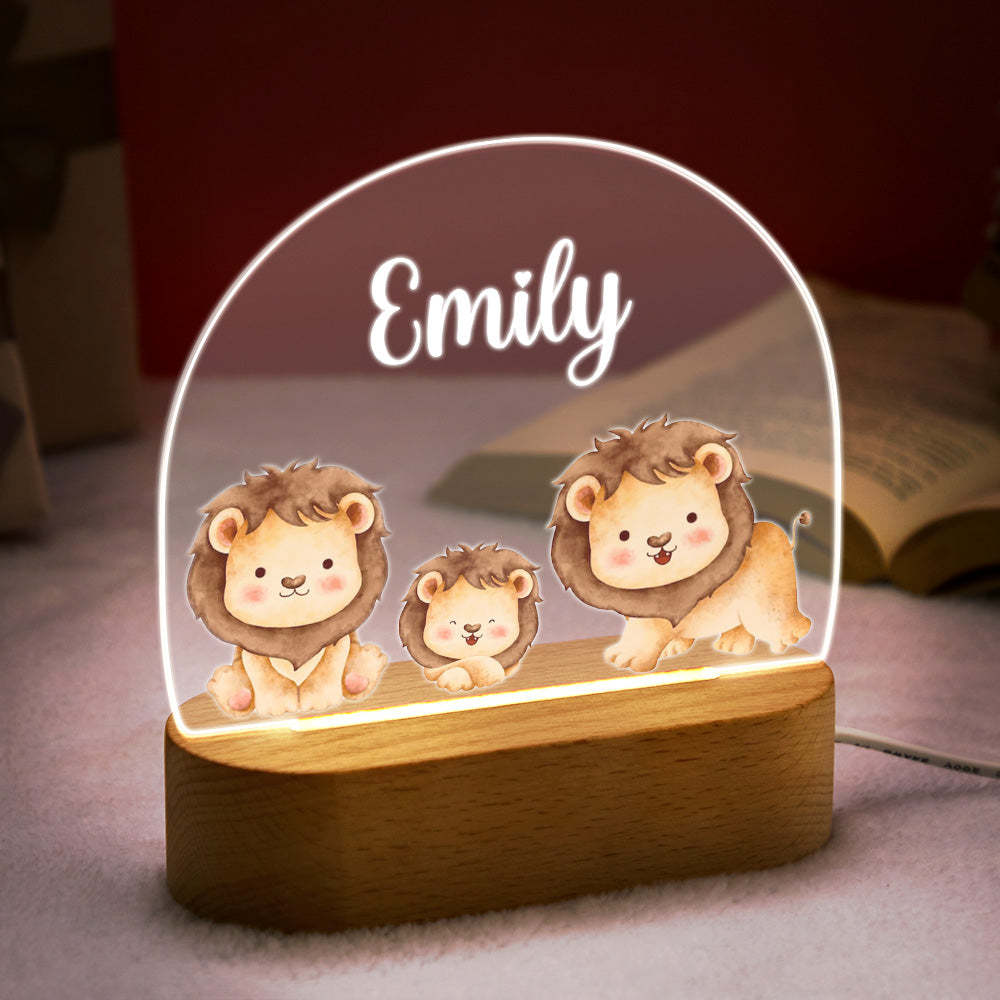 Personalized Name Cute Lion Night Light Custom Name Nursery Room Lamp Gift For Kids - mymoonlampuk