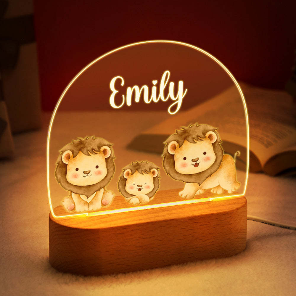 Personalized Name Cute Lion Night Light Custom Name Nursery Room Lamp Gift For Kids - mymoonlampuk