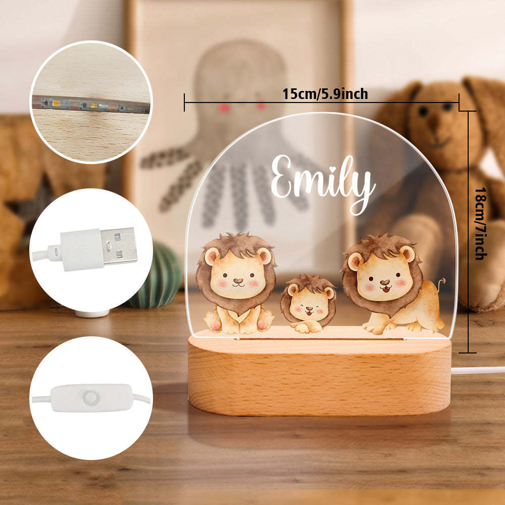 Personalized Name Cute Lion Night Light Custom Name Nursery Room Lamp Gift For Kids - mymoonlampuk