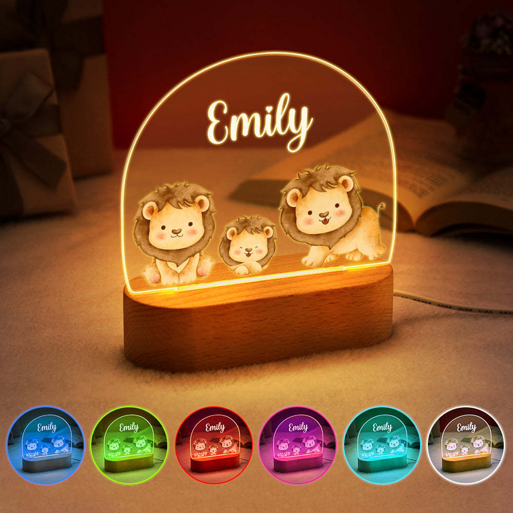 Personalized Name Cute Lion Night Light Custom Name Nursery Room Lamp Gift For Kids - mymoonlampuk