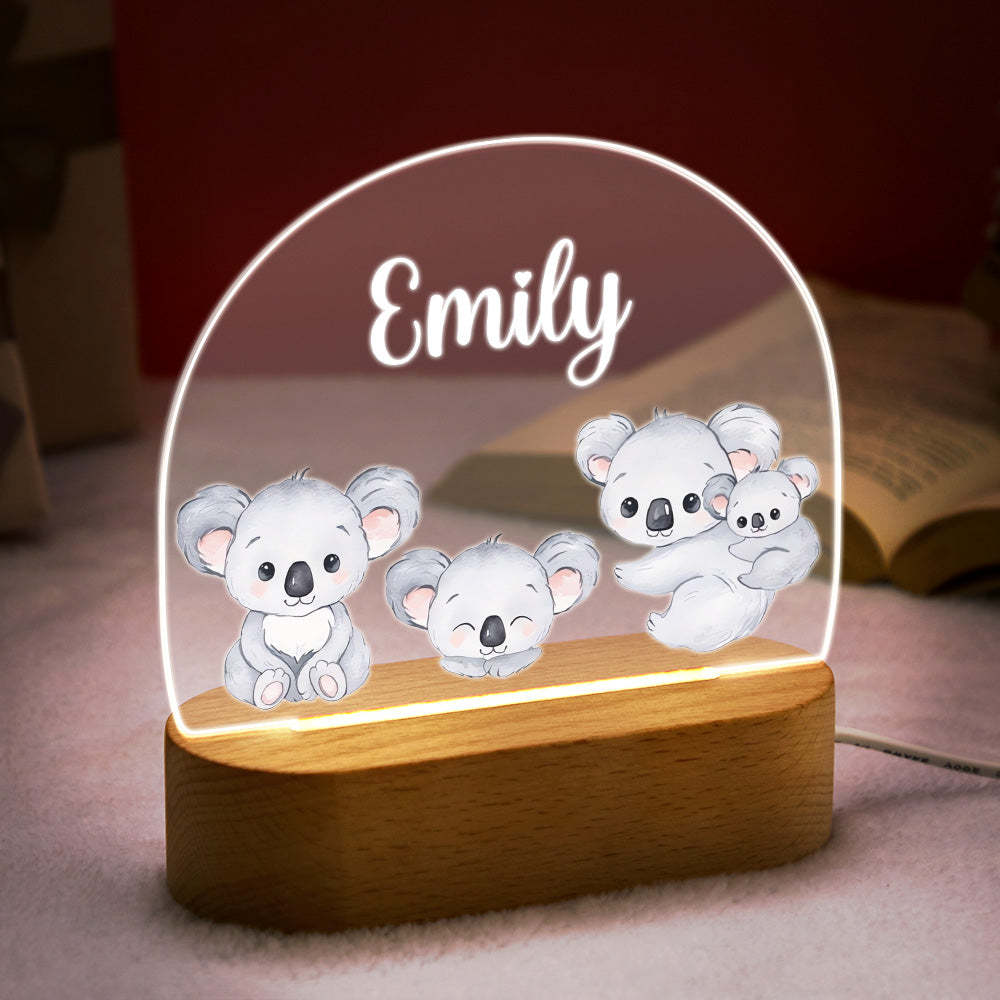 Personalized Name Baby Koala Night Light Custom Name Nursery Room Lamp Gift For Kids - mymoonlampuk