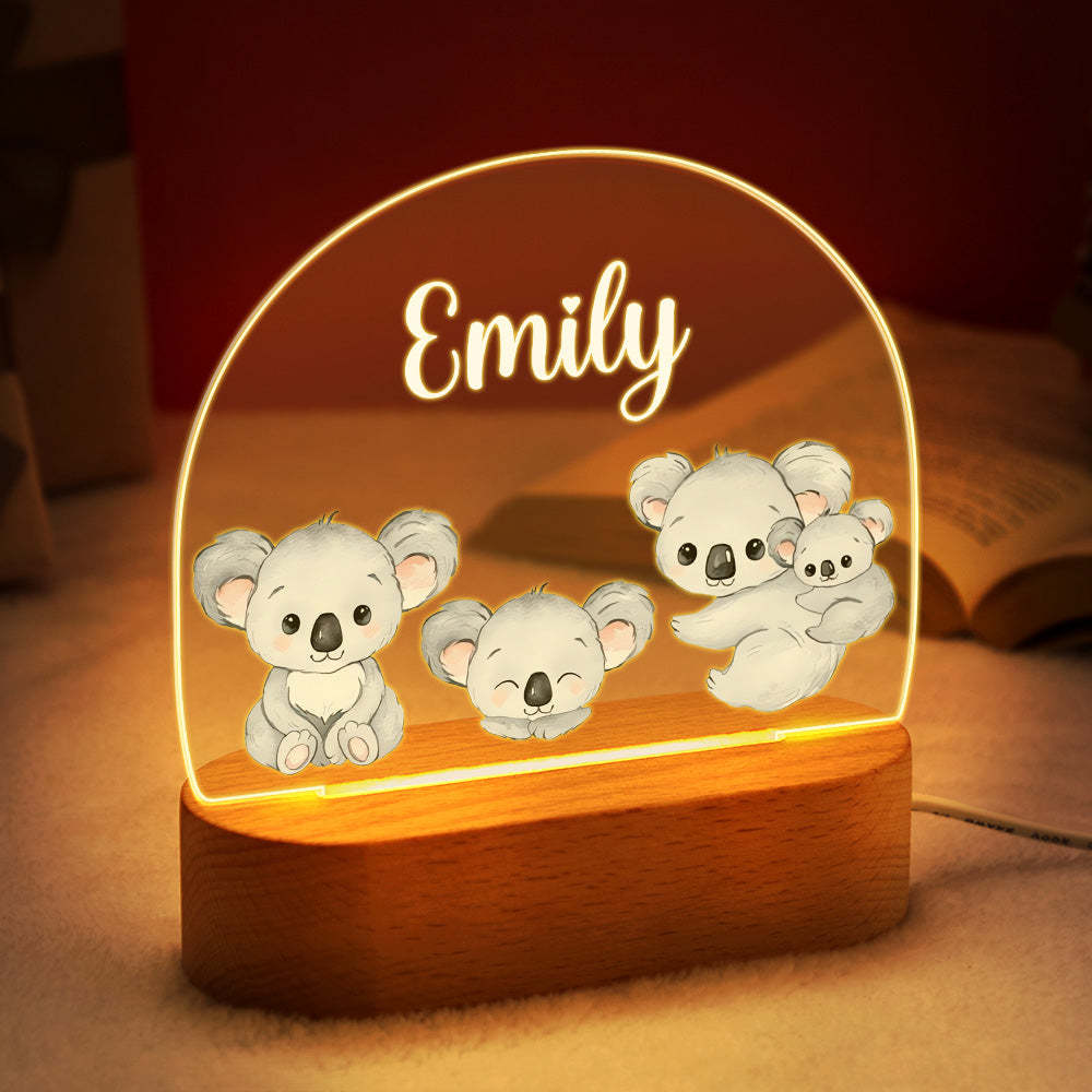 Personalized Name Baby Koala Night Light Custom Name Nursery Room Lamp Gift For Kids - mymoonlampuk
