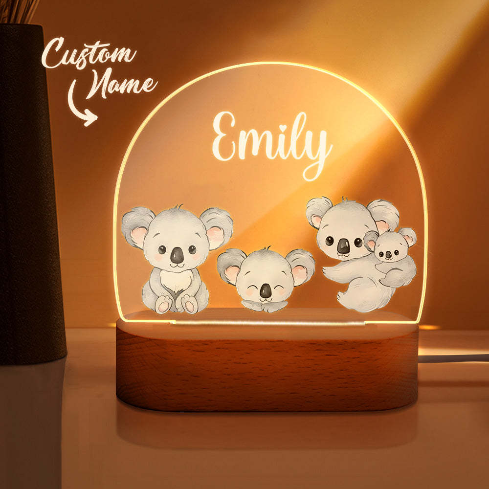 Personalized Name Baby Koala Night Light Custom Name Nursery Room Lamp Gift For Kids - mymoonlampuk