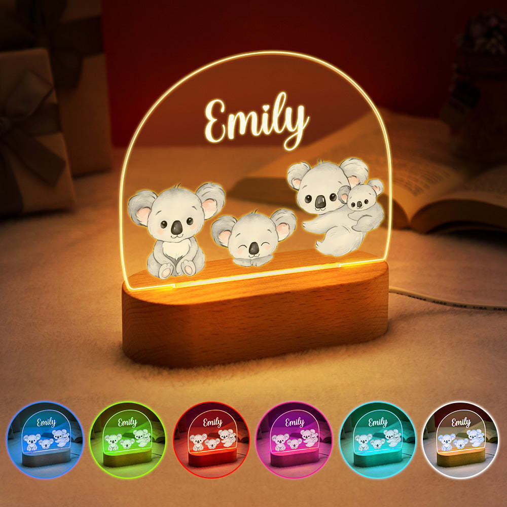 Personalized Name Baby Koala Night Light Custom Name Nursery Room Lamp Gift For Kids - mymoonlampuk