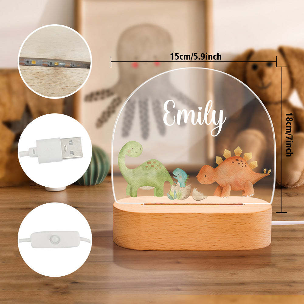 Personalized Name Baby Dinosaur Night Light Custom Name Nursery Room Lamp Gift For Kids - mymoonlampuk