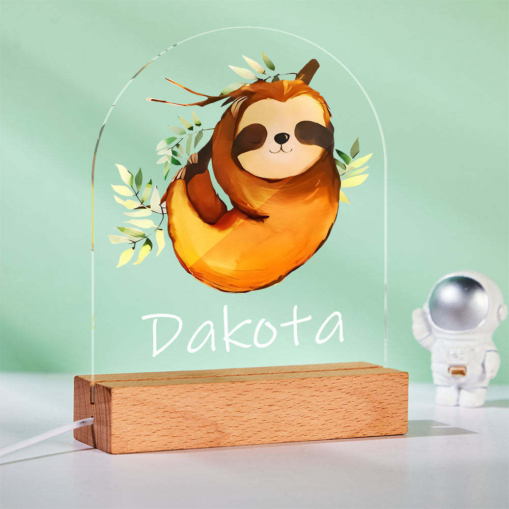Custom Sloth Night Light With Personalized Name Best Idea For Kids - mymoonlampuk