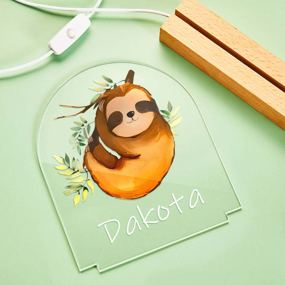 Custom Sloth Night Light With Personalized Name Best Idea For Kids - mymoonlampuk