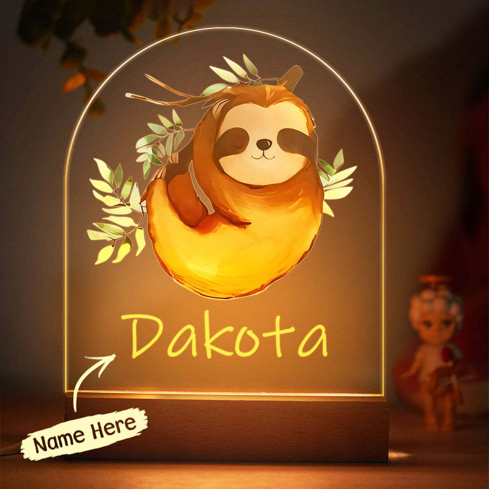 Custom Sloth Night Light With Personalized Name Best Idea For Kids - mymoonlampuk