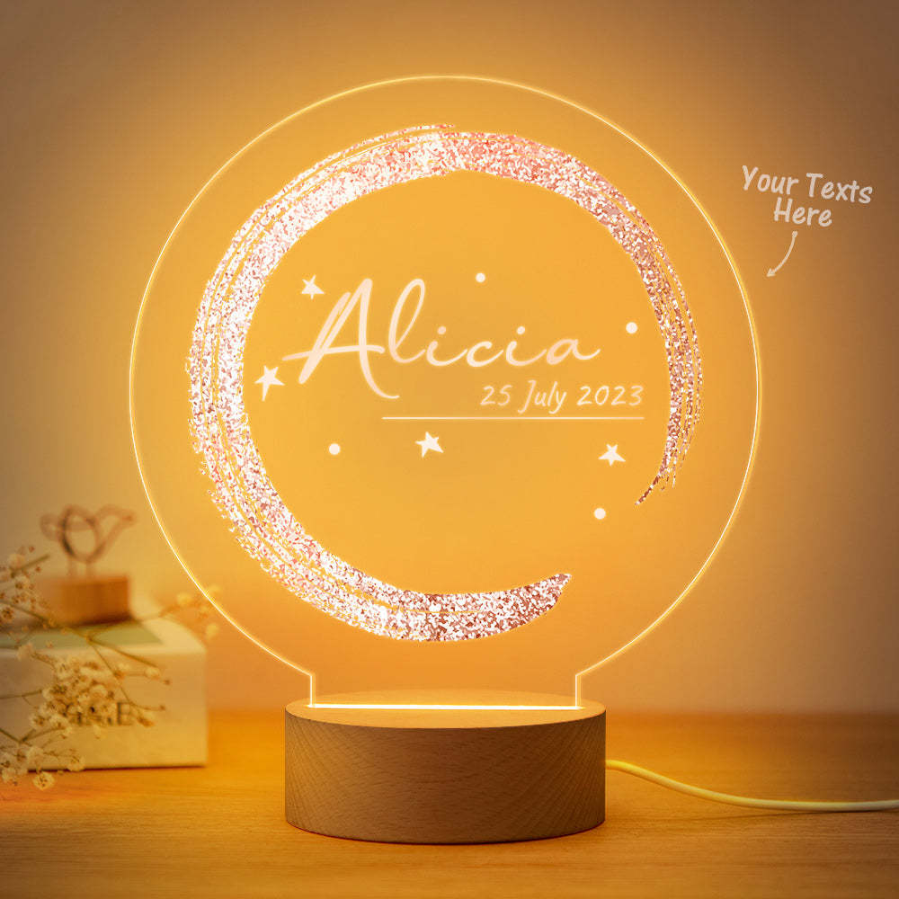 Nursery Light Pink Star Night Light With Custom Baby Name Gift - mymoonlampuk