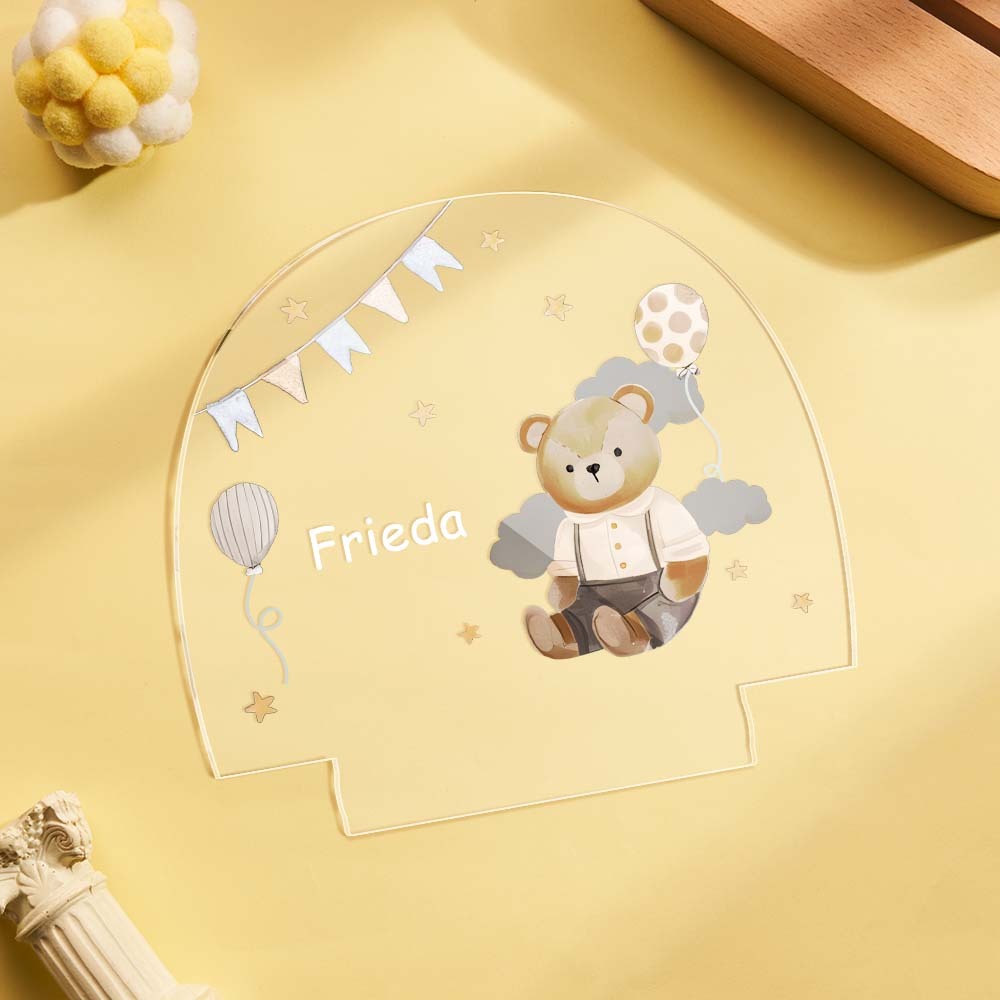 Personalized Cute Bear Night Light Custom Name Light Night Gift for Kids - mymoonlampuk