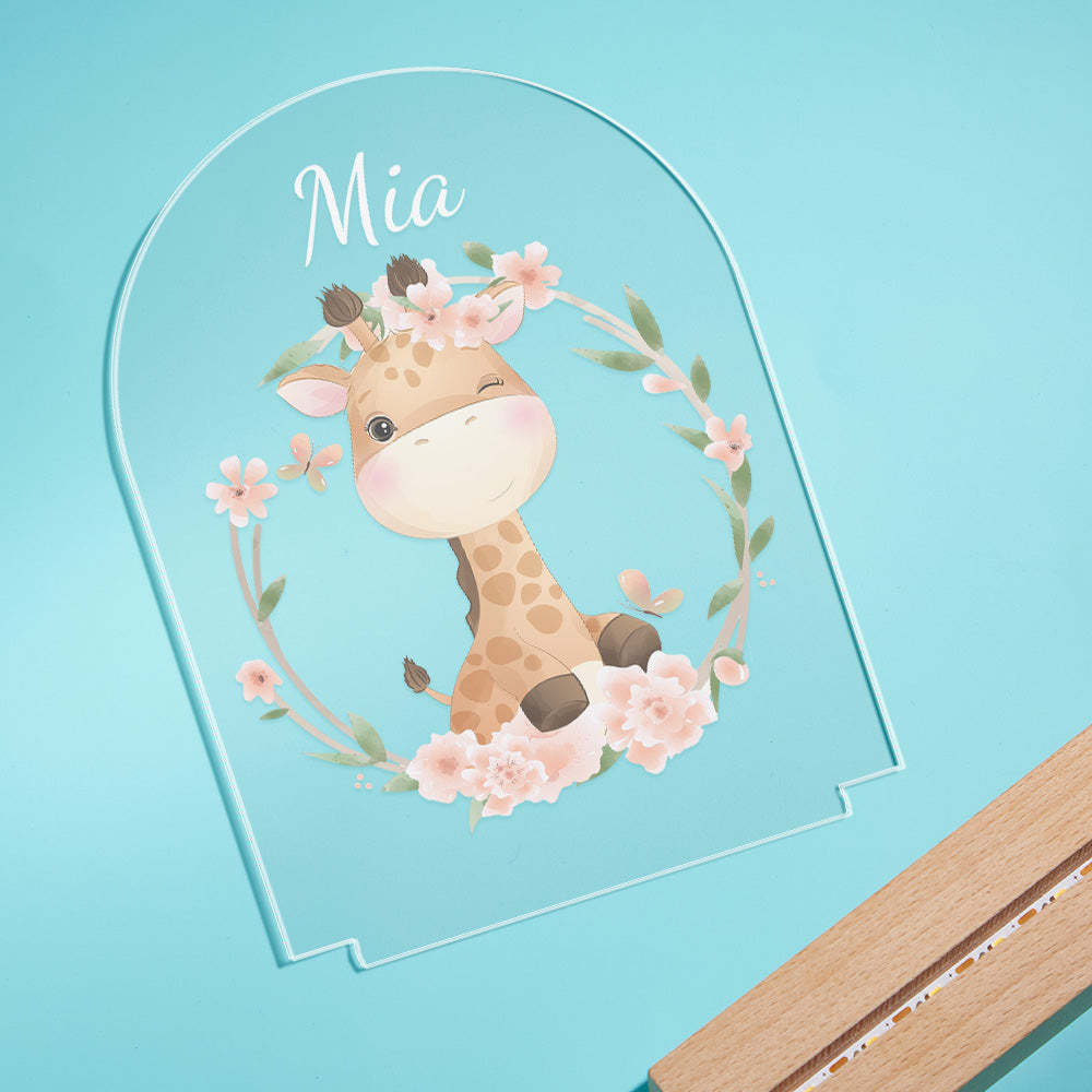 Personalised Giraffe Name Kids Bedside Lamp Custom Luminous Animal Acrylic Board Creative Lamp Kids Room Gift - mymoonlampuk