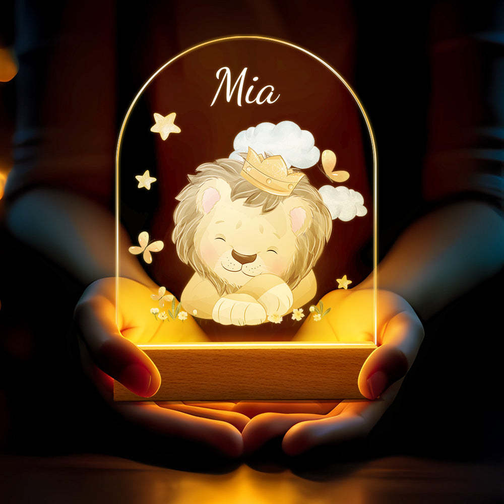 Custom Name Nursery King Lion Night Light Personalised Cloud Kids Bedside Lamp - mymoonlampuk