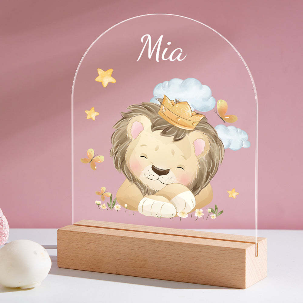 Custom Name Nursery King Lion Night Light Personalised Cloud Kids Bedside Lamp - mymoonlampuk
