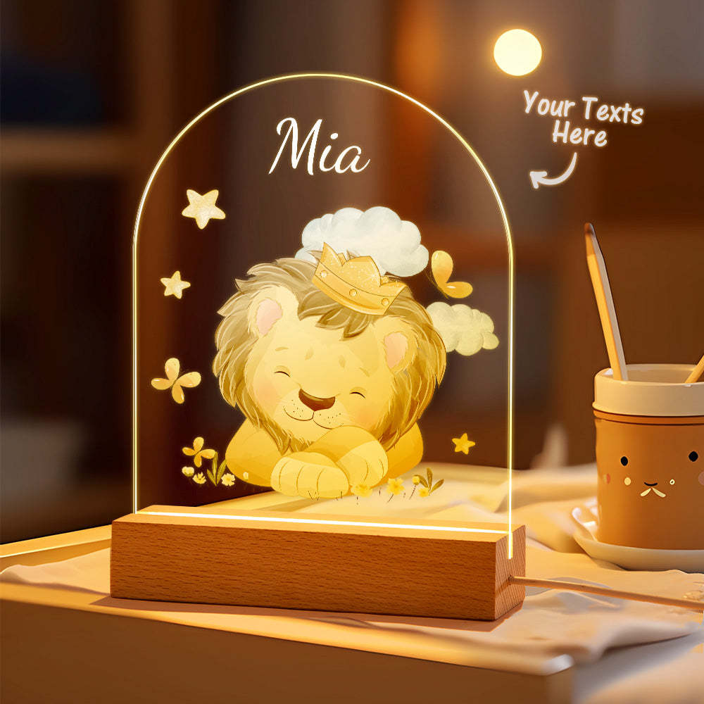 Custom Name Nursery King Lion Night Light Personalised Cloud Kids Bedside Lamp - mymoonlampuk