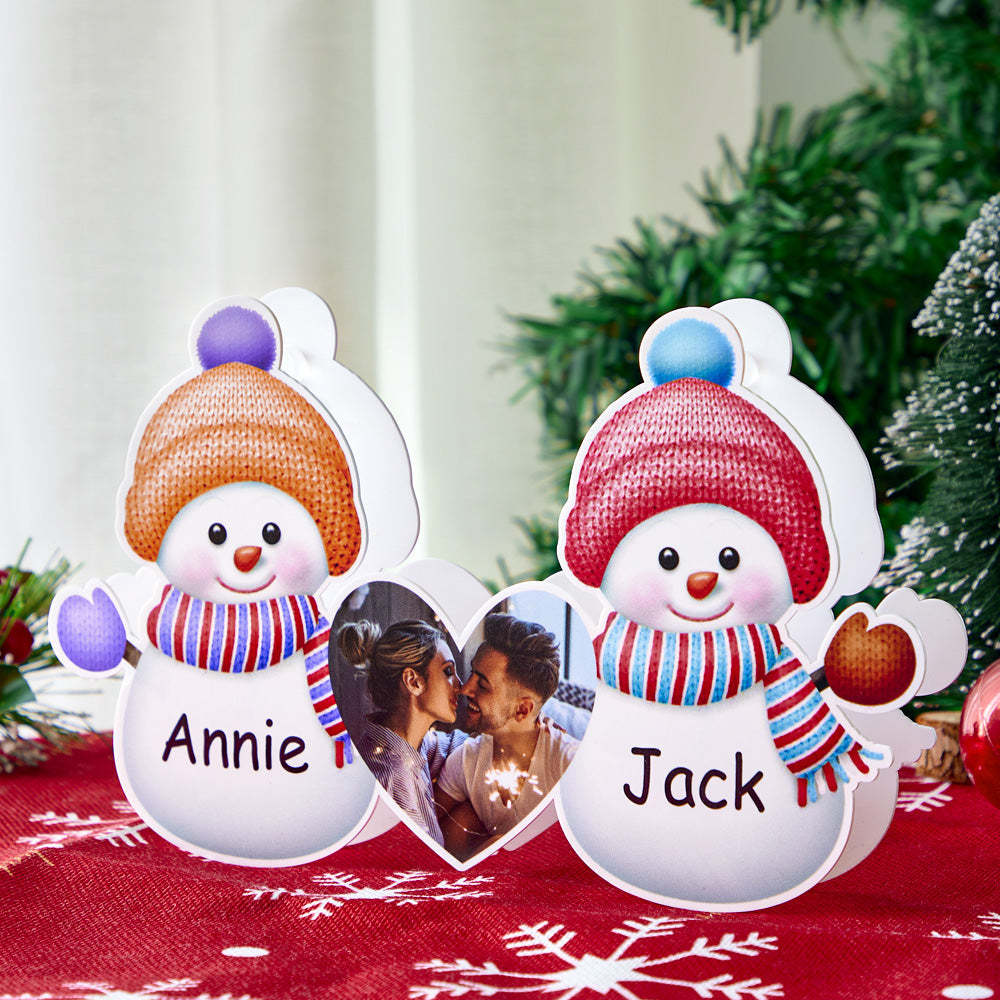 Personalized Photo Engraving Your Name Christmas Snowman Night Lights - mymoonlampuk