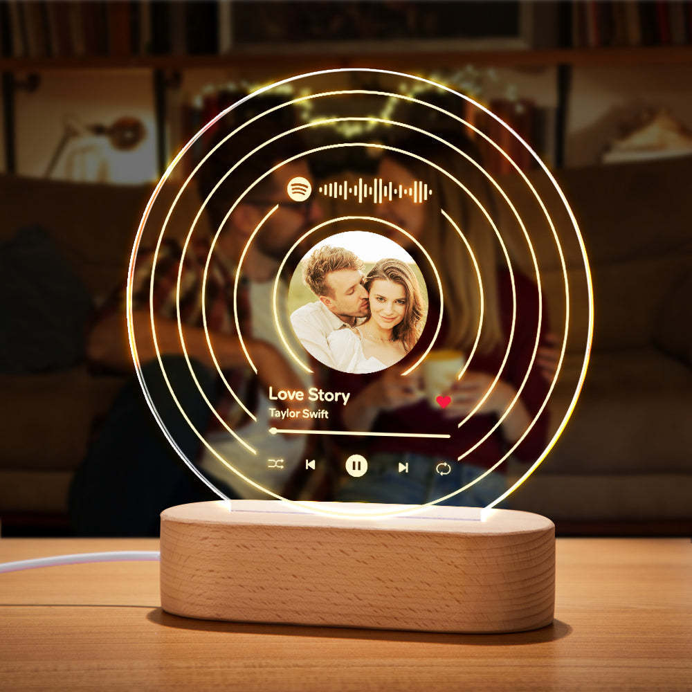 Custom Spotify Code Lamp Personalised Photo Song Plaque Night Light - mymoonlampuk