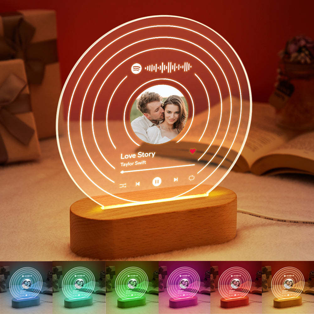 Custom Spotify Code Lamp Personalised Photo Song Plaque Night Light - mymoonlampuk