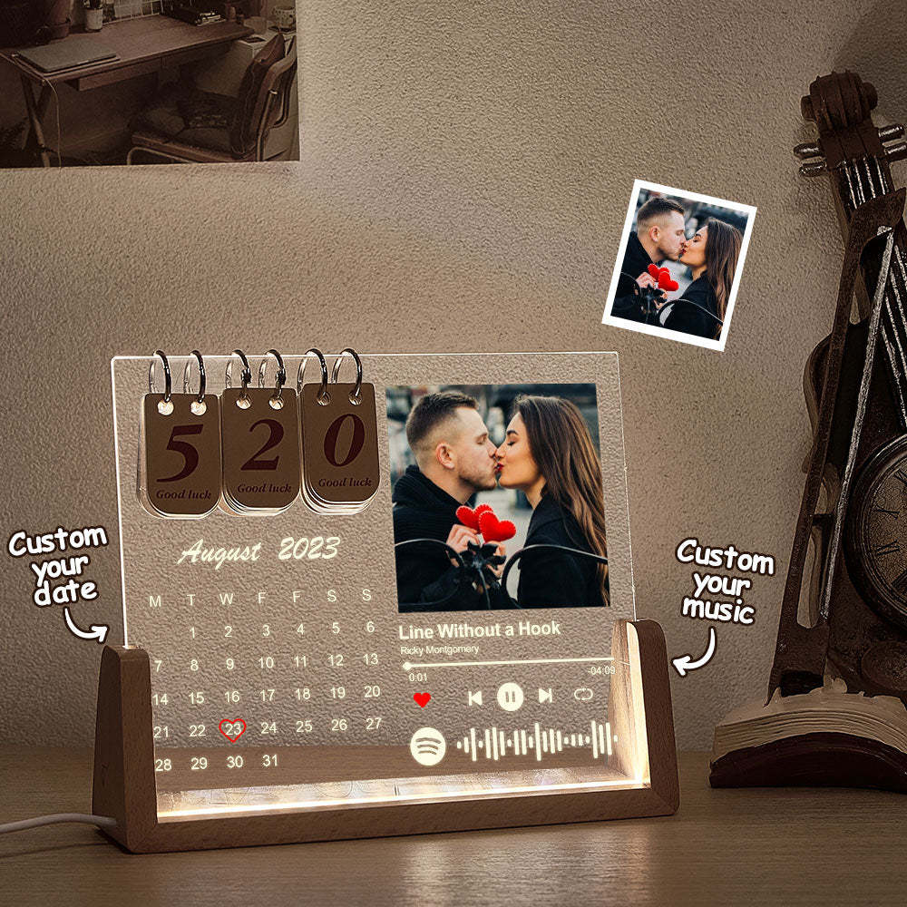 Custom Spotify Code Lamp Personalized Countdown Calendar Night Light - mymoonlampuk
