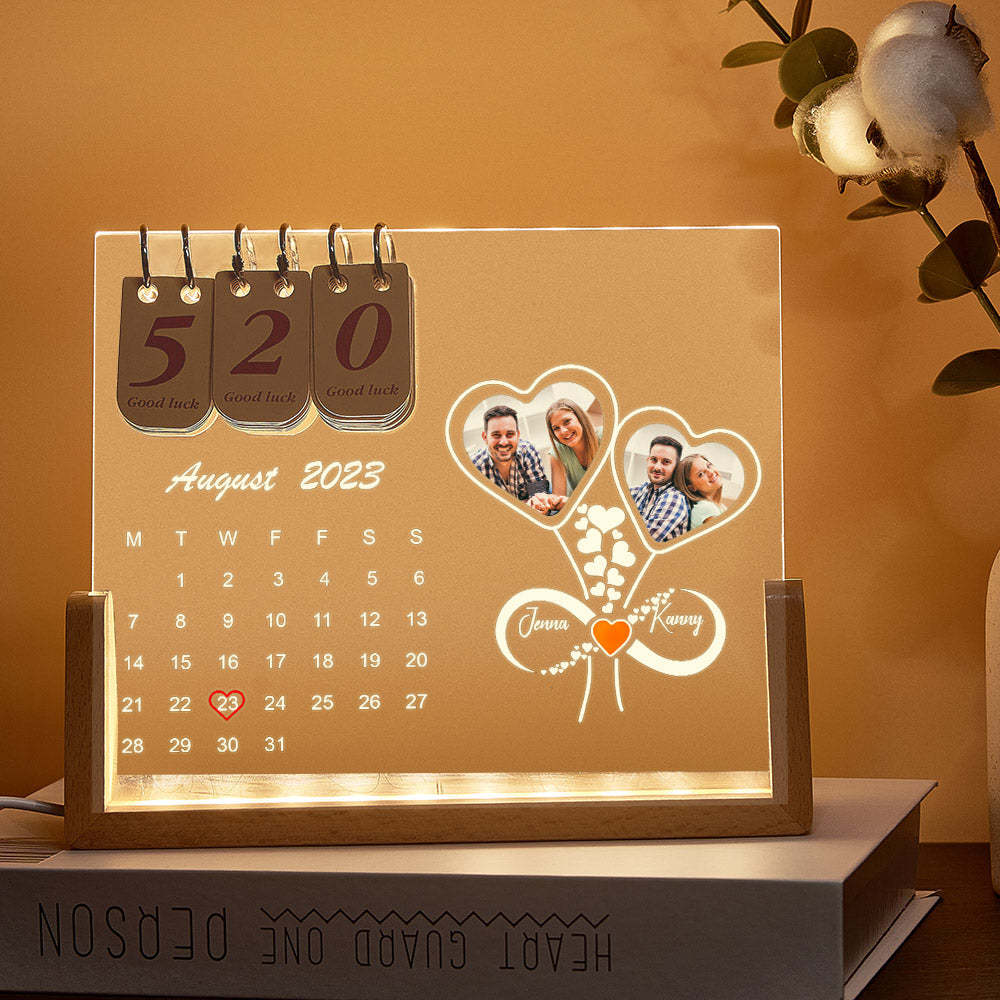 Custom Infinity Heart Lamp Personalized Countdown Calendar Night Light - mymoonlampuk