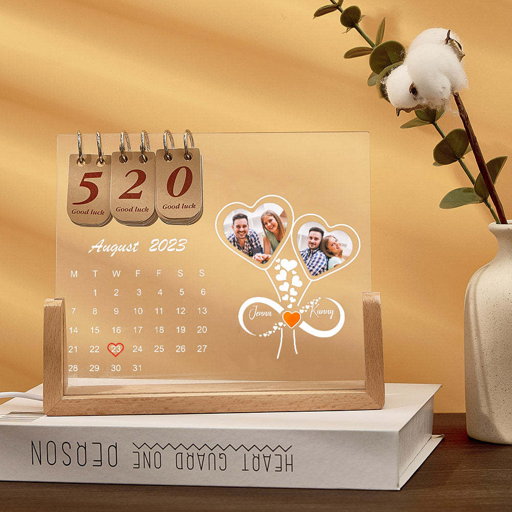 Custom Infinity Heart Lamp Personalized Countdown Calendar Night Light - mymoonlampuk