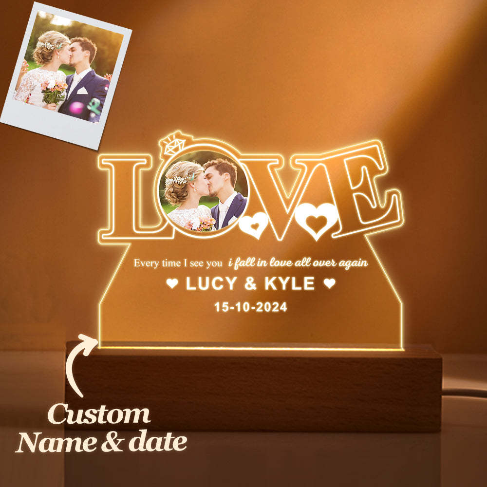 Personalized Acrylic Night Light Custom Photo Night Light Valentine's Day Romantic Gifts for Lover - mymoonlampuk