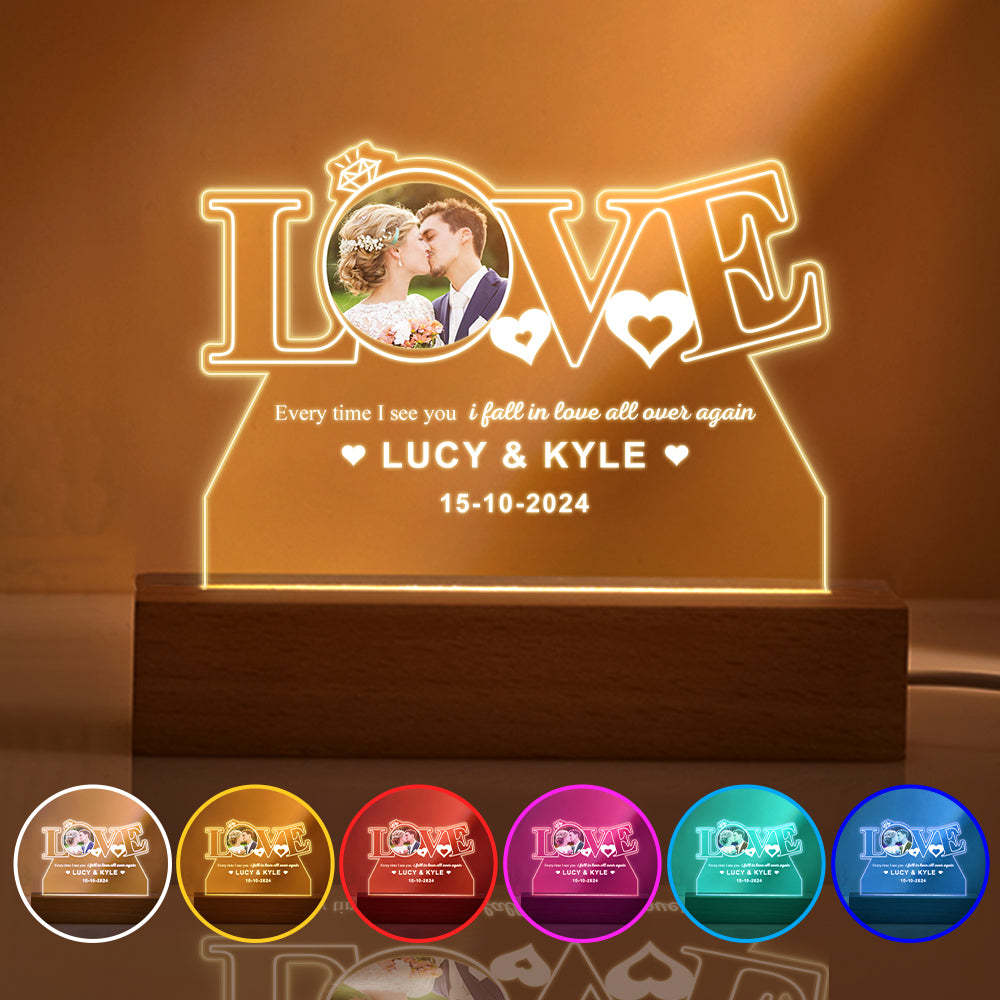 Personalized Acrylic Night Light Custom Photo Night Light Valentine's Day Romantic Gifts for Lover - mymoonlampuk