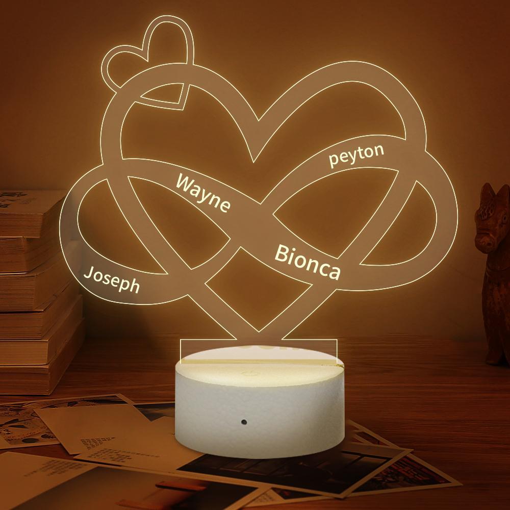 Mother's Day Gifts Personalised Infinity Name Sign Heart Night Light Custom Gift for Him Artistic Bedroom Decor