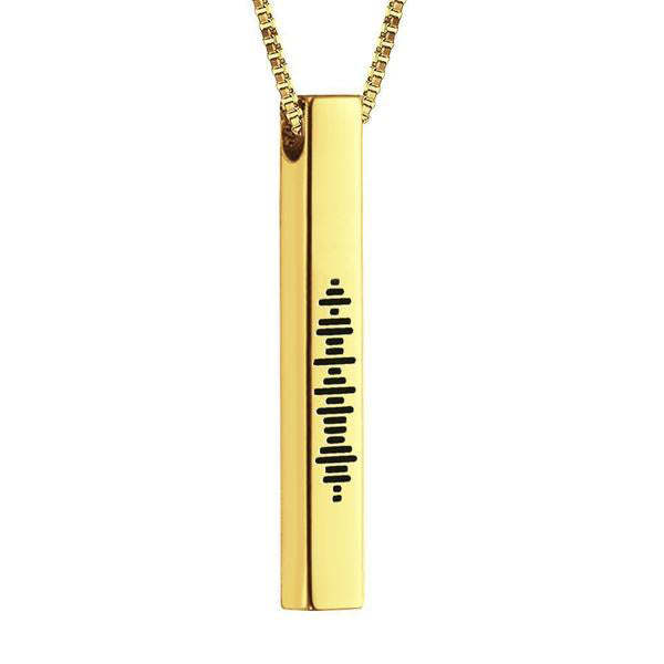 Custom 3D Engraved Vertical Bar Necklace Music Code Music Necklace Stainless Steel