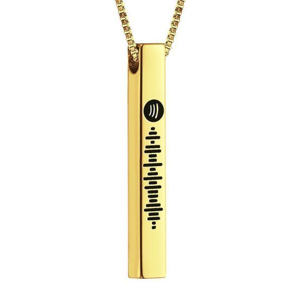 Custom 3D Engraved Vertical Bar Necklace Spotify Code Music Necklace Stainless Steel