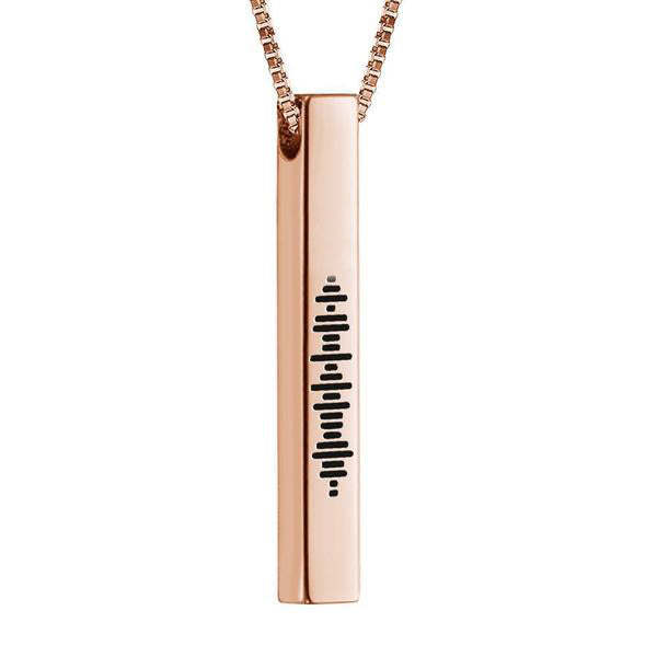 Custom 3D Engraved Vertical Bar Necklace Music Code Music Necklace Stainless Steel