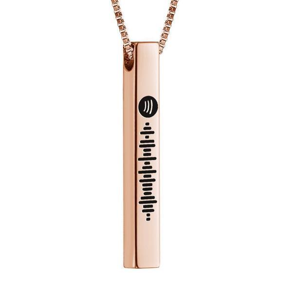 Custom 3D Engraved Vertical Bar Necklace Spotify Code Music Necklace Stainless Steel