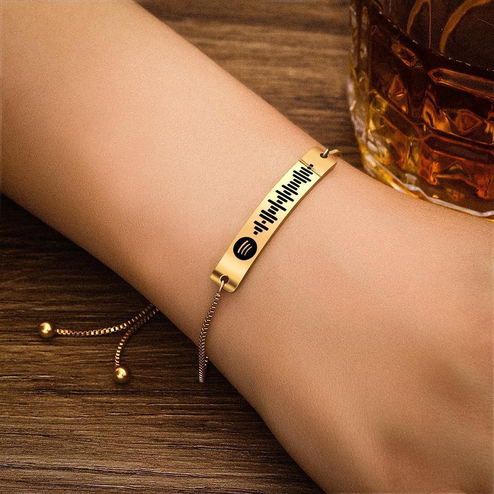 Custom Spotify Code Music Bracelet Stainless Steel Bracelet Gold Presents for Dad Birthday Gifts