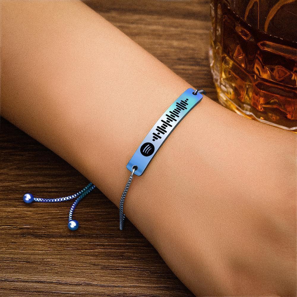 Custom Spotify Code Music Bracelet Stainless Steel Bracelet Blue
