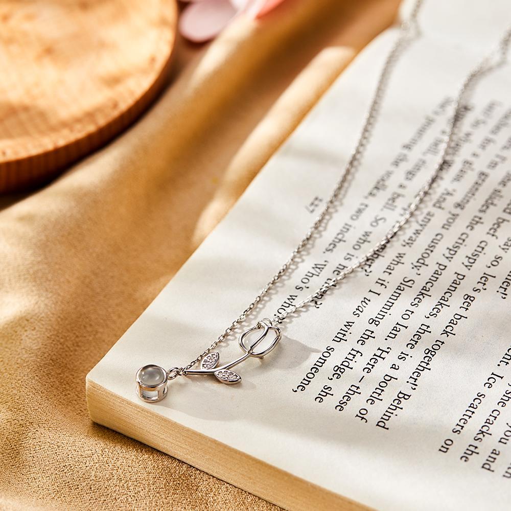 Custom Projection Photo Necklace Personalized Pet Photo Pendant Projection Chain Women Memorial Jewelry Gifts - MyMoonLampUk