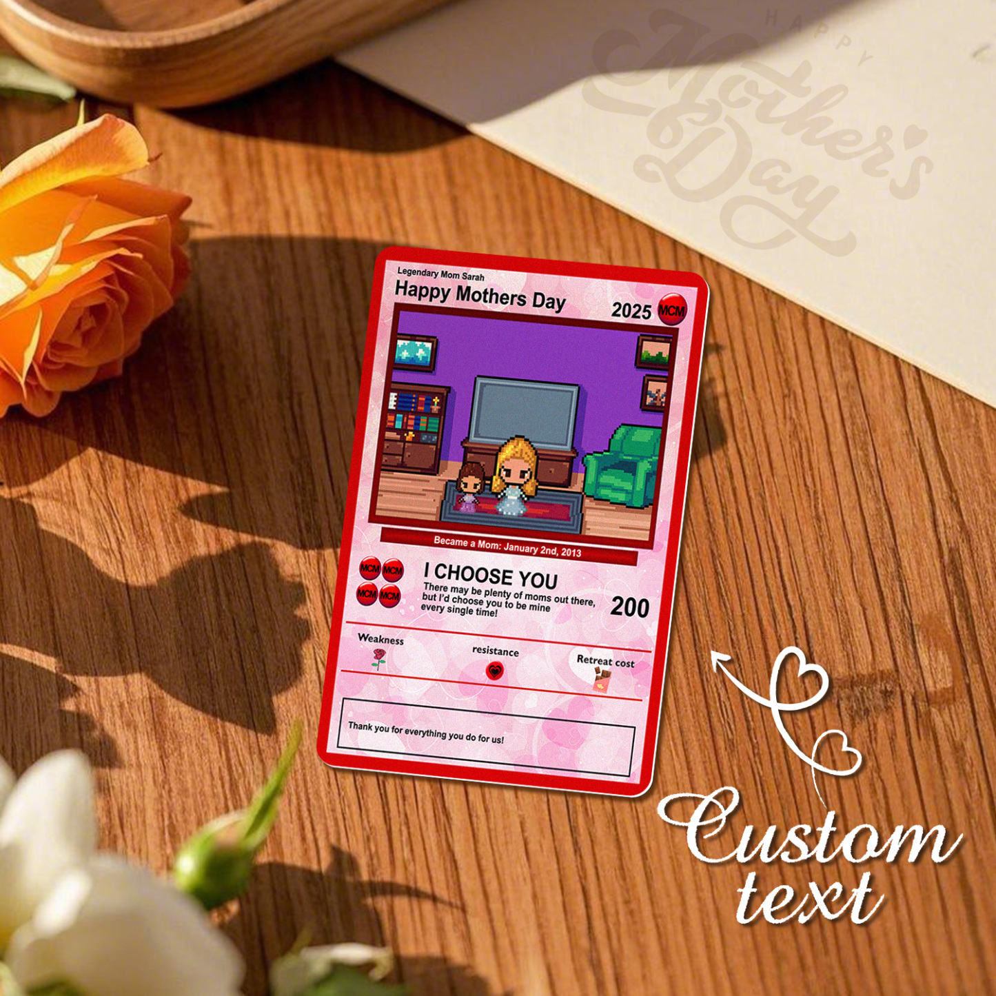 Custom Image Metal Cards Build Your Own Role Mother's Day Gift Memorable Keepsake - MyMoonLampUk