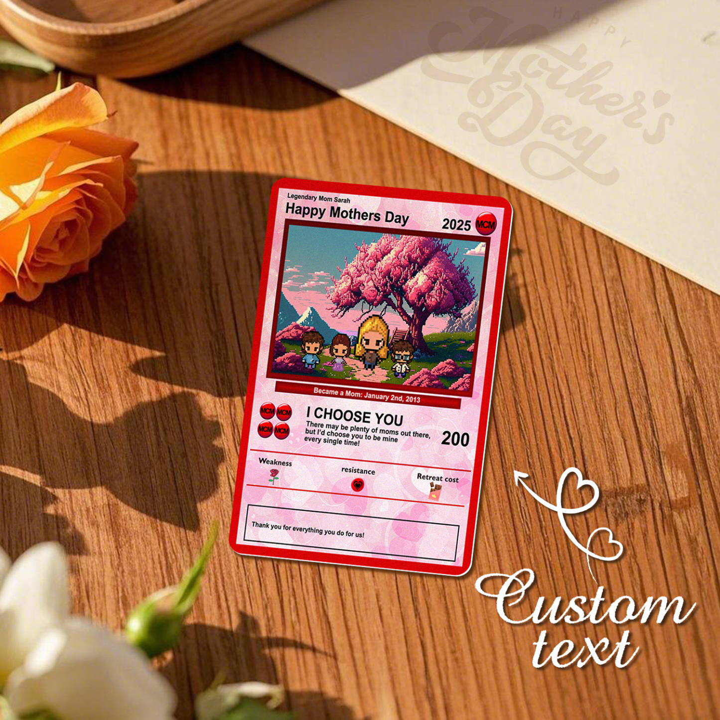 Custom Image Metal Cards Build Your Own Role Mother's Day Gift Memorable Keepsake - MyMoonLampUk