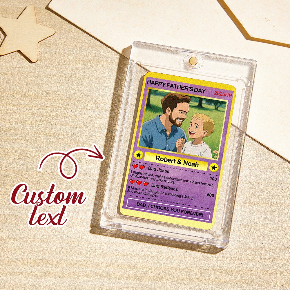 Personalized Father's Day Anime Card, Fathers Day Gift From Kids, Game Dad Gift, Custom Photo Trading Anime Card, Gamer Husband Gift,New Dad - MyMoonLampUk