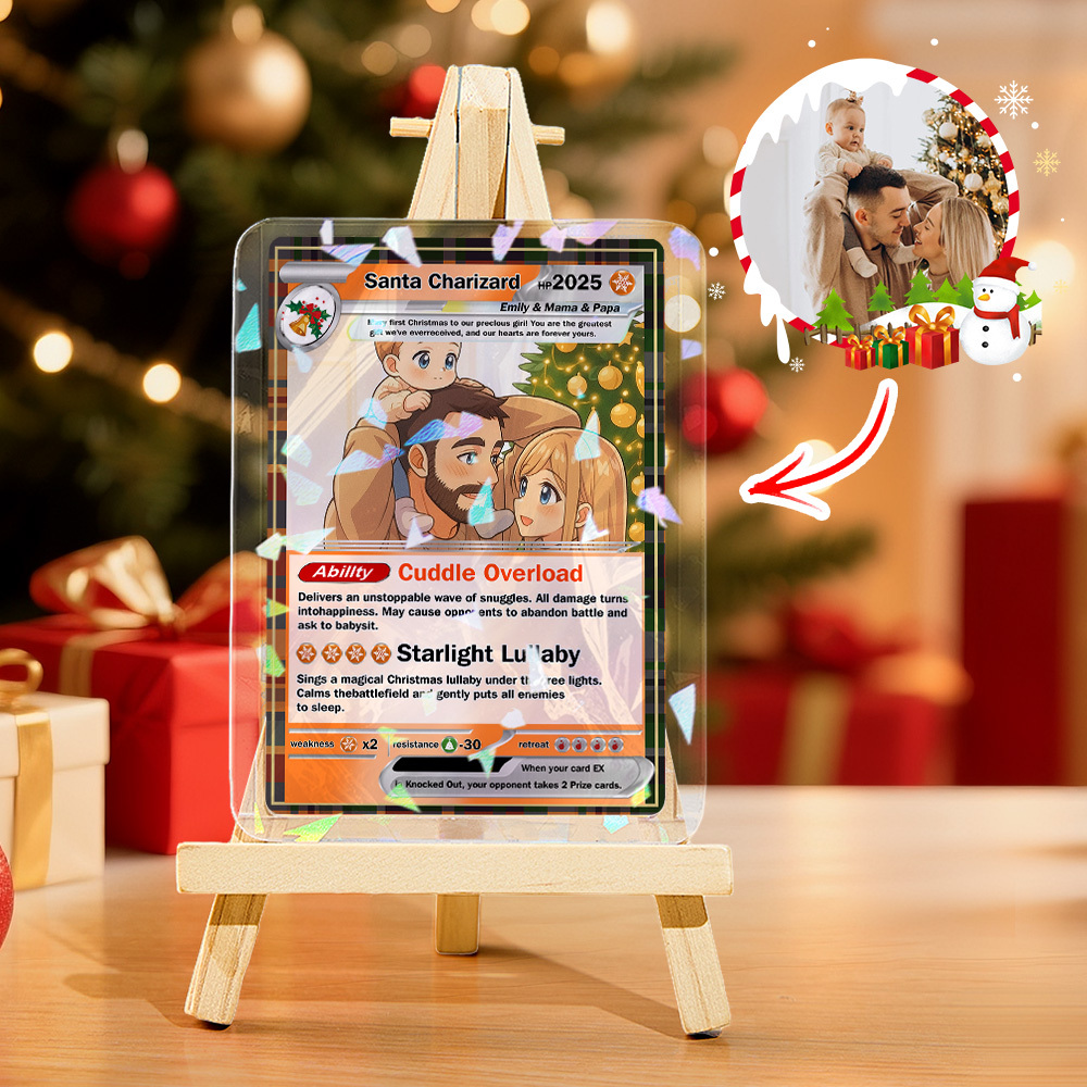Custom Christmas Game Card Personalized Cartoon Trading Card with Photo & Name, Unique Holiday Gift for Lover - MyMoonLampUk
